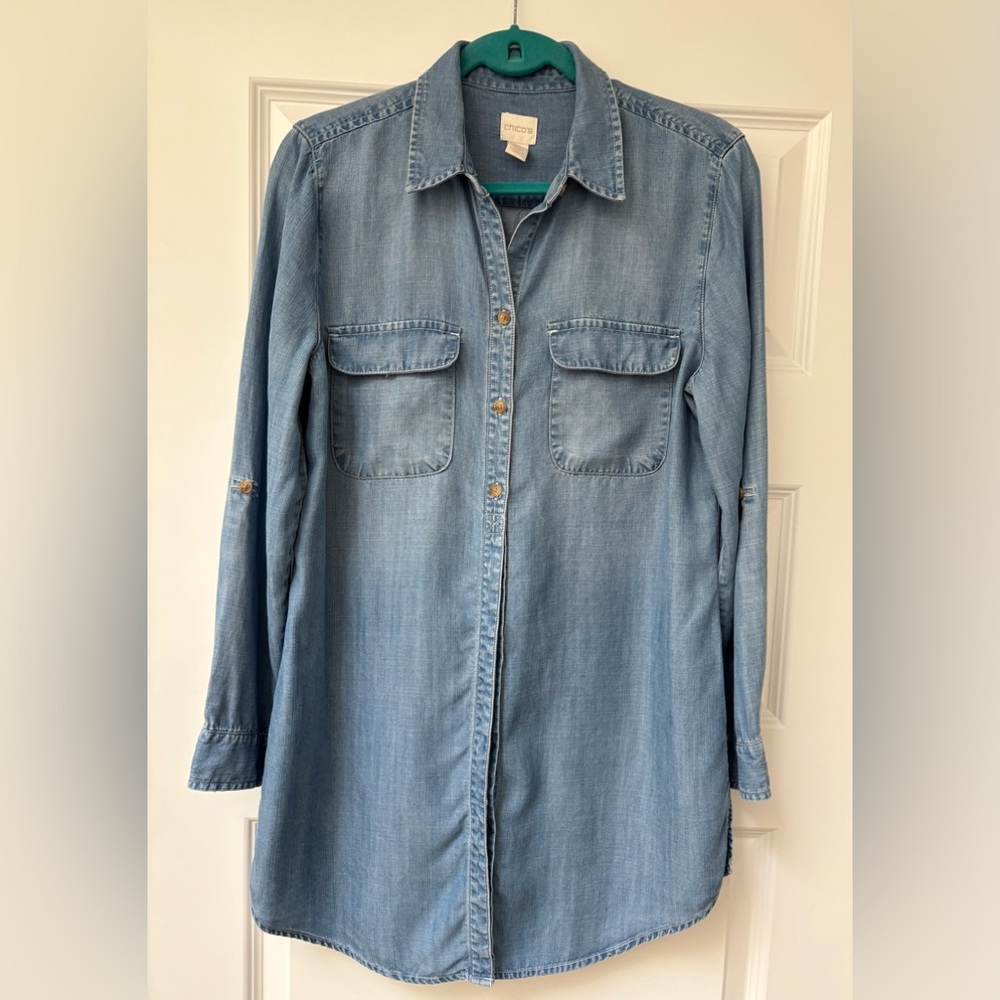 Chico’s Denim Shirt/Tunic ~ Size 1